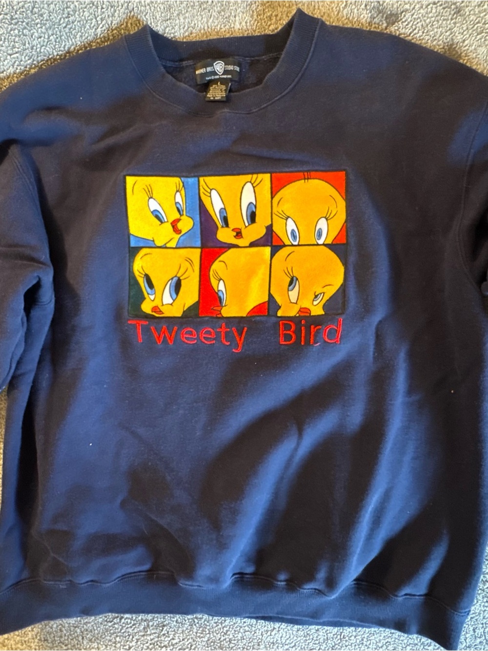 Vintage 1995 Warner Bros Studio Store Tweety Bird Embroidered Sweatshirt – Large